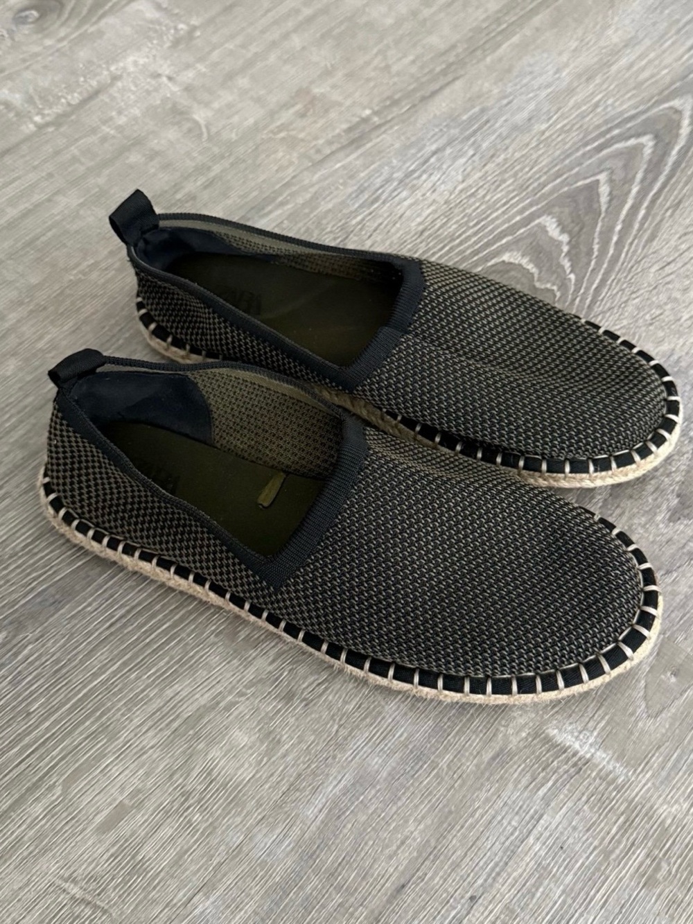 Zara Men's Black Knit Slip-On Espadrille Loafers